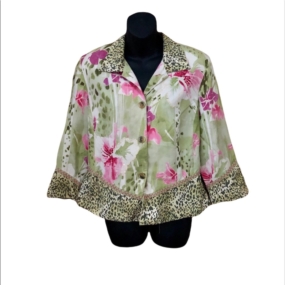Nancy Bolen City Girl Silk Floral Blazer S
